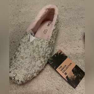 TOMS Women's Classic Venice Shoes Flats Woven Crackle Metallic-NWT